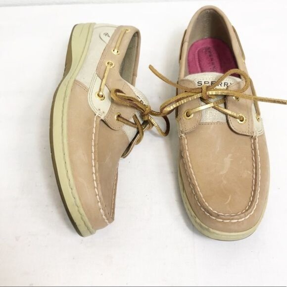 Sperry Top-Sider Angelfish Gold Leather Casual Boat Shoes Slip-On Loafers Size 7 - Picture 8 of 12